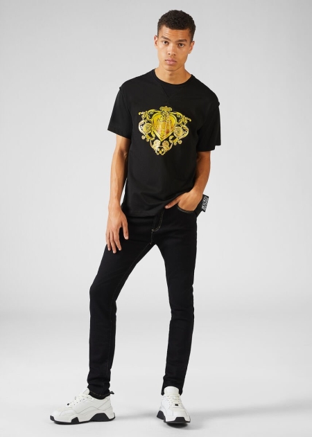 Blugi Versace Heritage Gold Metal Hardware Skinny Barbati | JMBKVPG-85